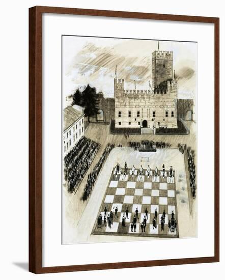 A Giant Game of Chess Is Part of a Festival at the Town of Marcostica-null-Framed Giclee Print