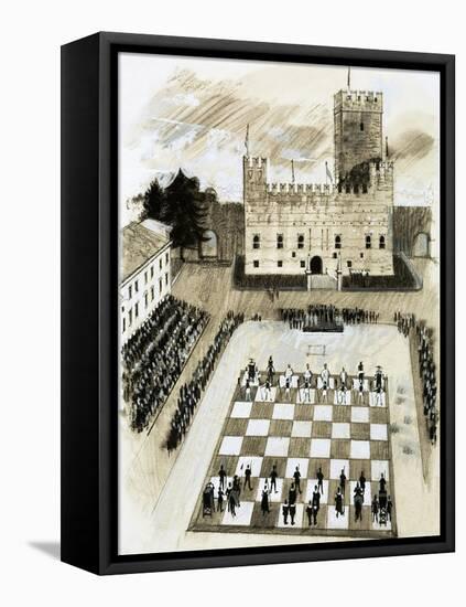 A Giant Game of Chess Is Part of a Festival at the Town of Marcostica-null-Framed Stretched Canvas