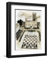 A Giant Game of Chess Is Part of a Festival at the Town of Marcostica-null-Framed Premium Giclee Print