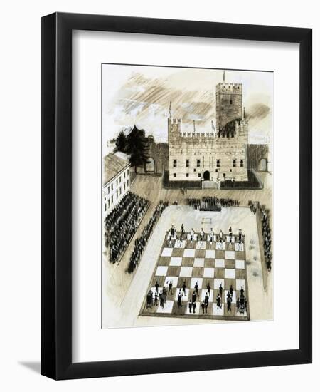 A Giant Game of Chess Is Part of a Festival at the Town of Marcostica-null-Framed Premium Giclee Print