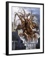 A Giant Kraken Emerging Out of the Ocean-Stocktrek Images-Framed Art Print