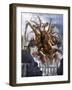 A Giant Kraken Emerging Out of the Ocean-Stocktrek Images-Framed Art Print