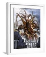 A Giant Kraken Emerging Out of the Ocean-Stocktrek Images-Framed Art Print