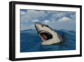 A Giant Megalodon Shark-Stocktrek Images-Framed Art Print