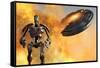 A Giant Robot and Ufo on the Attack-null-Framed Stretched Canvas