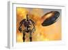 A Giant Robot and Ufo on the Attack-null-Framed Premium Giclee Print