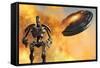 A Giant Robot and Ufo on the Attack-null-Framed Stretched Canvas