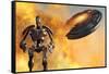 A Giant Robot and Ufo on the Attack-null-Framed Stretched Canvas