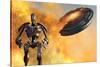 A Giant Robot and Ufo on the Attack-null-Stretched Canvas