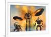 A Giant Robot Force on the Attack-null-Framed Art Print