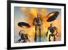 A Giant Robot Force on the Attack-null-Framed Art Print