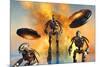 A Giant Robot Force on the Attack-null-Mounted Art Print