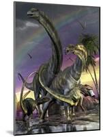 A Giganotosaurus Trying to Take Down a Young Argentinosaurus-Stocktrek Images-Mounted Art Print