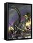 A Giganotosaurus Trying to Take Down a Young Argentinosaurus-Stocktrek Images-Framed Stretched Canvas