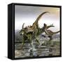 A Gigantspinosaurus Is Attacked by a Pair of Utahraptors-Stocktrek Images-Framed Stretched Canvas