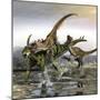 A Gigantspinosaurus Is Attacked by a Pair of Utahraptors-Stocktrek Images-Mounted Art Print