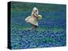 A Girl, 3, Goes for a Romp Through a Field of Bluebonnets-null-Stretched Canvas