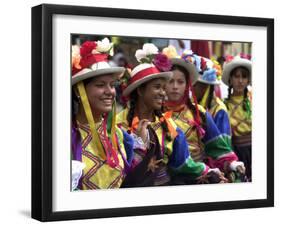 A Girl and Her Friends Smile During a March-null-Framed Premium Photographic Print