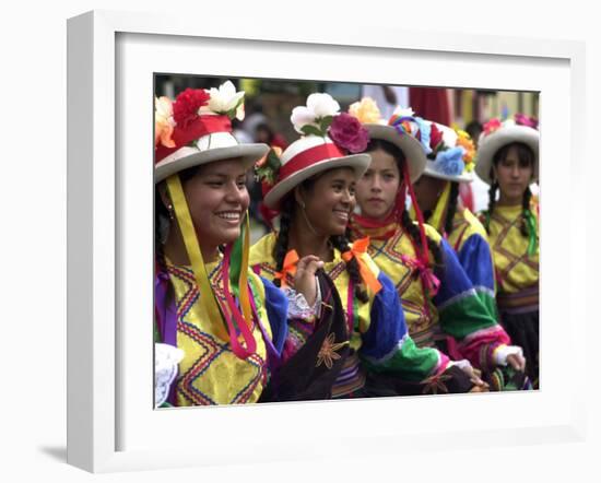 A Girl and Her Friends Smile During a March-null-Framed Premium Photographic Print