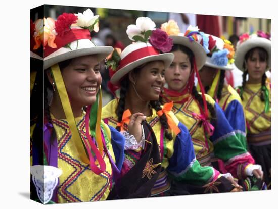 A Girl and Her Friends Smile During a March-null-Stretched Canvas