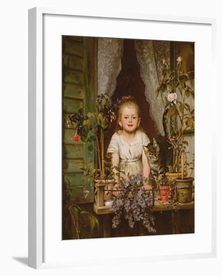 A Girl at a Window-Wilhelm Schutze-Framed Giclee Print