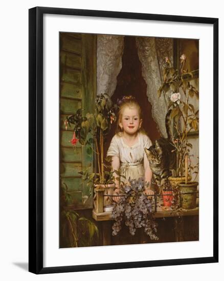 A Girl at a Window-Wilhelm Schutze-Framed Giclee Print