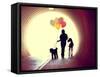 A Girl at the End of a Tunnel Holding Balloons and Two Dogs Done with an Instagram Vintage Retro Fi-graphicphoto-Framed Stretched Canvas