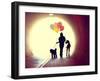 A Girl at the End of a Tunnel Holding Balloons and Two Dogs Done with an Instagram Vintage Retro Fi-graphicphoto-Framed Photographic Print