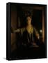 A Girl at the Window (Oil on Board)-Godfried Schalcken-Framed Stretched Canvas