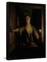 A Girl at the Window (Oil on Board)-Godfried Schalcken-Framed Stretched Canvas