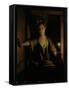 A Girl at the Window (Oil on Board)-Godfried Schalcken-Framed Stretched Canvas