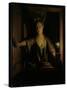 A Girl at the Window (Oil on Board)-Godfried Schalcken-Stretched Canvas