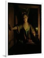 A Girl at the Window (Oil on Board)-Godfried Schalcken-Framed Giclee Print