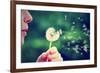 A Girl Blowing on a Dandelion-graphicphoto-Framed Photographic Print