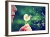 A Girl Blowing on a Dandelion-graphicphoto-Framed Photographic Print