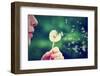A Girl Blowing on a Dandelion-graphicphoto-Framed Photographic Print