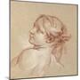 A Girl, Bust-Length, Her Head Tilted to the Left (Red and White Chalk on Light Brown Paper)-Francois Boucher-Mounted Giclee Print