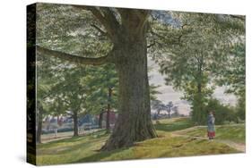 A Girl by a Beech Tree in a Landscape-George Price Boyce-Stretched Canvas
