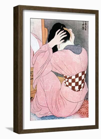 A Girl Dressing Her Hair, Or, Woman with an Undersash, C1921-Ito Shinsui-Framed Giclee Print