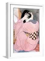 A Girl Dressing Her Hair, Or, Woman with an Undersash, C1921-Ito Shinsui-Framed Giclee Print