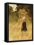 A Girl Harvesting Hay-Eugene Leon Labitte-Framed Stretched Canvas