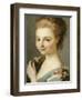 A Girl in a Blue Dress with a Pink Ribbon-Carle van Loo-Framed Giclee Print