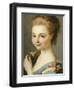 A Girl in a Blue Dress with a Pink Ribbon-Carle van Loo-Framed Giclee Print