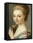 A Girl in a Blue Dress with a Pink Ribbon-Carle van Loo-Framed Stretched Canvas