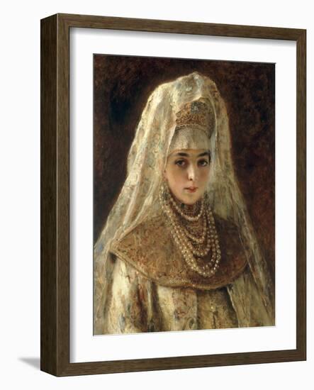 A Girl in a Boyar Costume-Konstantin Egorovich Makovsky-Framed Giclee Print