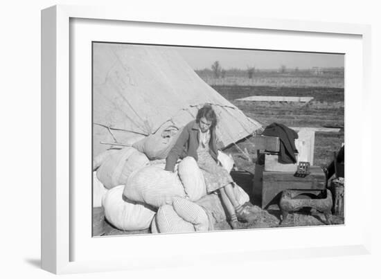 A girl in the camp for white flood refugees at Forrest City, Arkansas, 1937-Walker Evans-Framed Photographic Print