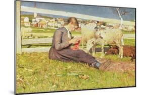 A Girl Knitting, 1888-Giovanni Segantini-Mounted Giclee Print