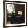 A Girl Knitting by the Window-Carl Holsoe-Framed Giclee Print