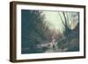 A Girl on a Boulder Looking Towards Camera-Clive Nolan-Framed Photographic Print