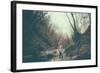 A Girl on a Boulder Looking Towards Camera-Clive Nolan-Framed Photographic Print